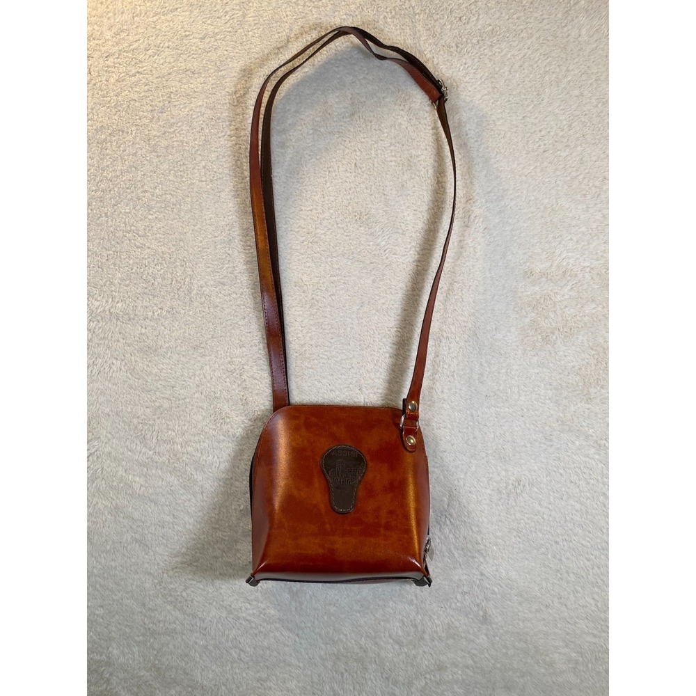 Unbranded Leather Crossbody Shoulder Purse Made In Italy Adjustable Brown
